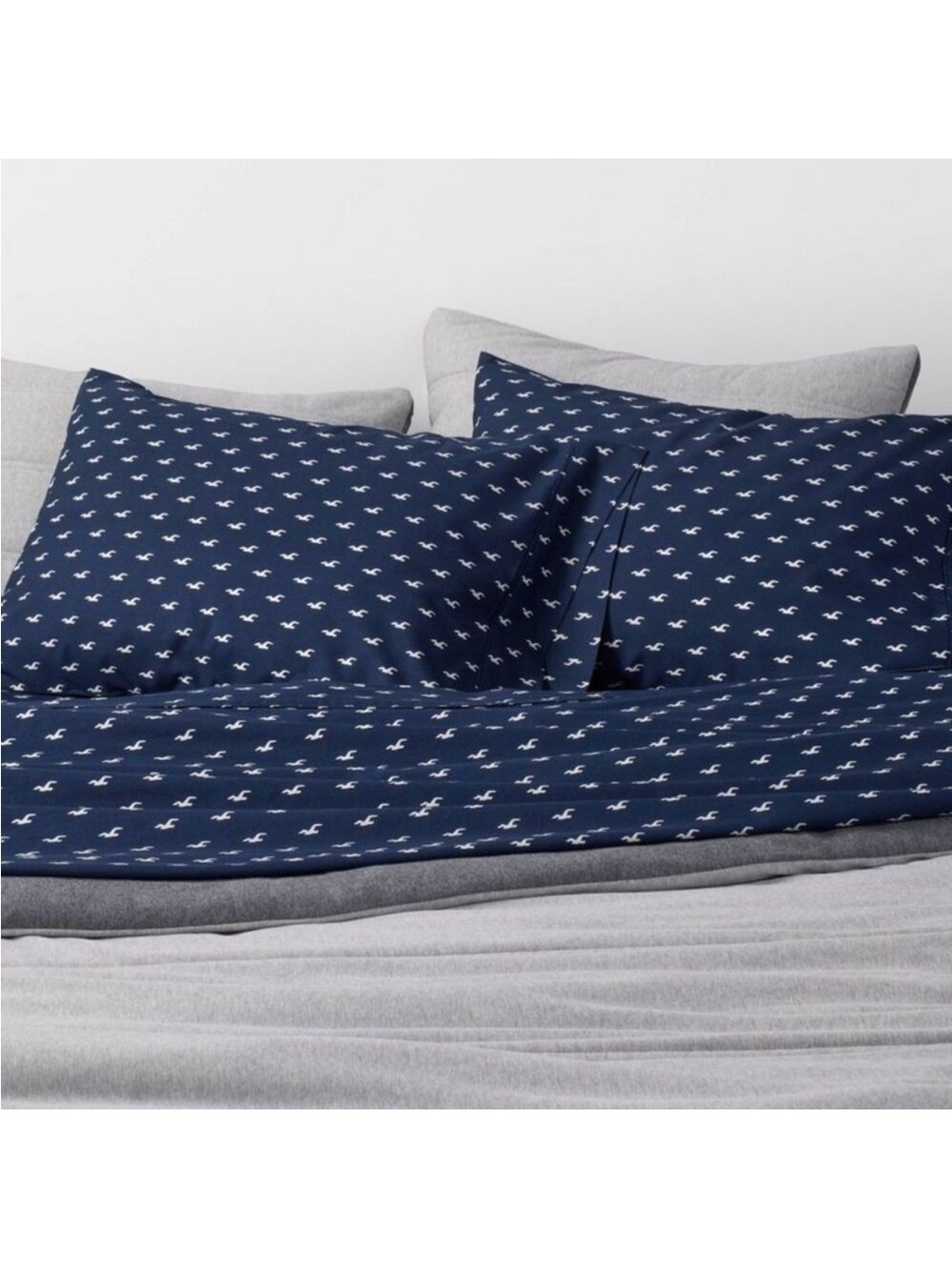 FULL Size Percale Seagull 4pc Sheet Set Navy Blue - The Hollister Target NEW